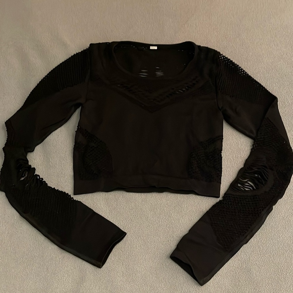 Alo Yoga Siren Long Sleeve Mesh Crop Top